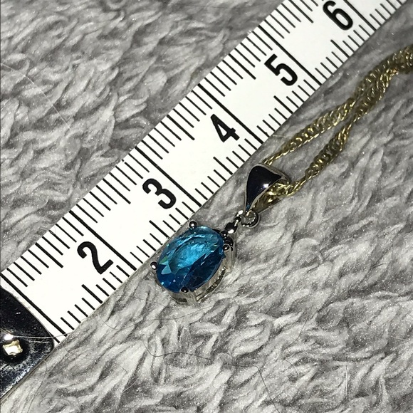 Sterling Silver Necklace with Blue Pendant - Picture 5 of 7